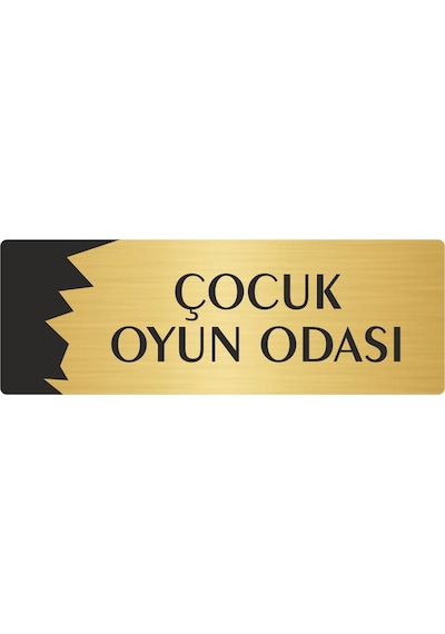 Metal Departman Kapı İsimliği, Yönlendirme Levhası Çocuk Oyun Odası 10x20 Cm Altın Renk