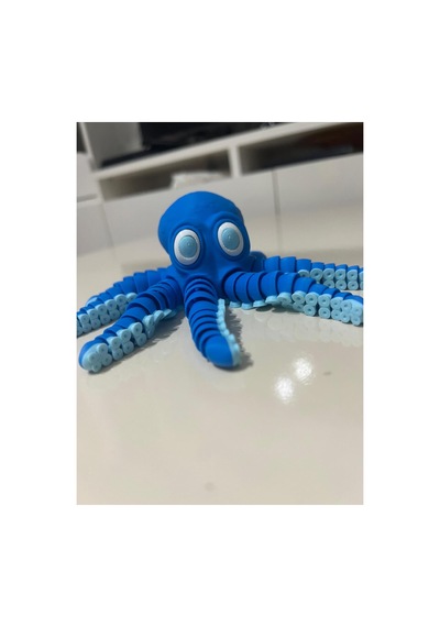 Setra 3d Studio Setra 3d Hareketli Mafsallı Dev Ahtapot - 17.5 Cm Büyük Boy - Mavi Renk Rahatlatıcı Figür