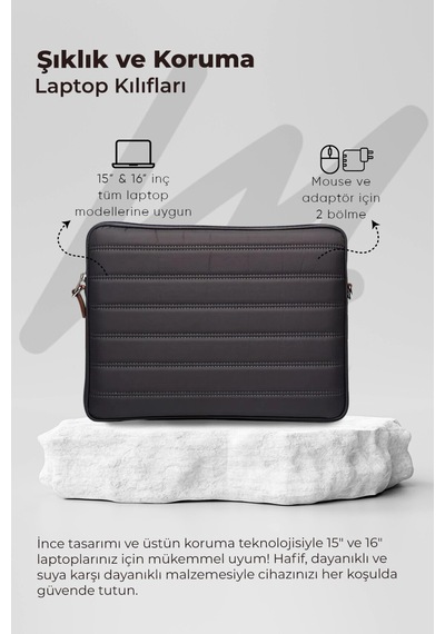 Mussen Laptop Kılıfı Su Geçirmez Macbook Neo Air Pro 15-16 İnç Gri Gri