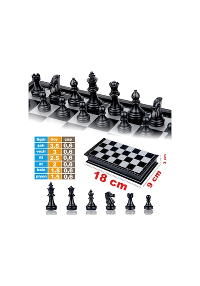 Mini Katlanabilir Manyetik Satranç Takımı 18 Cm Taşınabilir Seyahat& Okul Satranç Seti Cep Çanta Boy