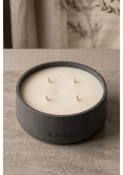 Kafna Lavanata Kokulu Büyük Boy Dekoratif Beton Mum - %100 Soya Wax Antrasit