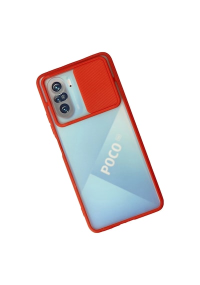 Uryport Xiaomi Poco F3 Kılıf Palm Buzlu Kamera Sürgülü Silikon - Kırmızı