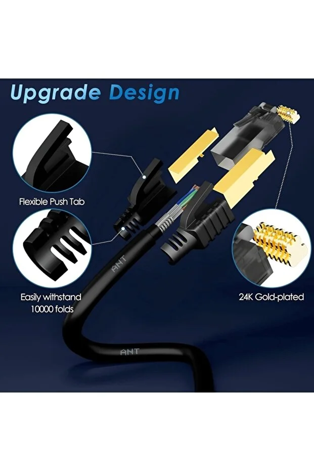 15 Metre Yeni Nesil Cat7 Ultra Hızlı Ethernet Kablosu Yüksek Hız Gigabit Destekli İnternet Kablosu