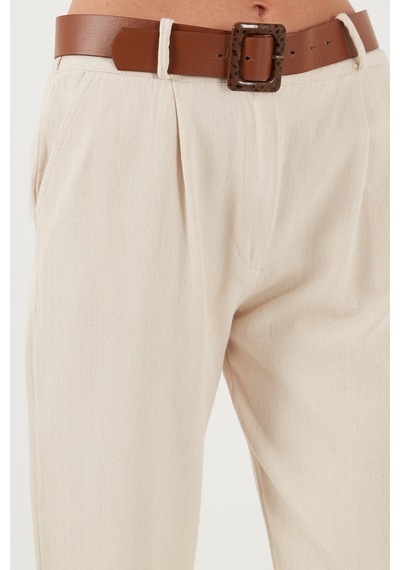 Lela % 100 Pamuklu Regular Fit Bayan Pantolon 673Py2007 Bej