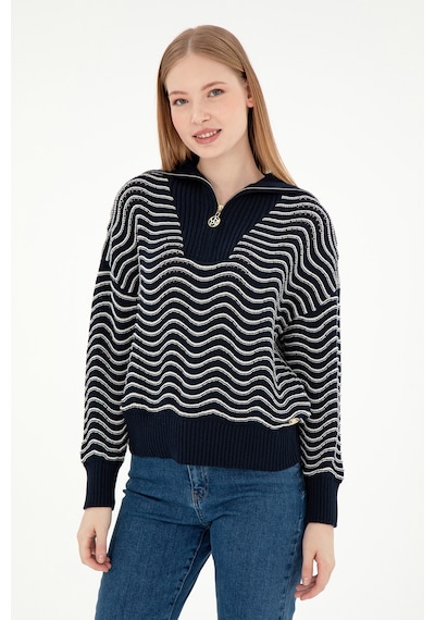 U.S. Polo Assn. Kadın Lacivert V Yaka Kazak 50293035-VR033