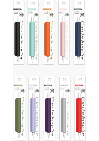 Tüm Stylus Kalemlere Ve Normal Kalemlere Uyumlu Yapışkanlı Silikon Kalem Tutucu Turkuaz Genel