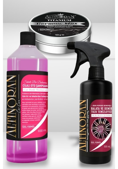 Altınoran Profesyonel Araç Bakım Seti Demir Tozu Sökücü - Cilalı Şampuan - Seramik Wax