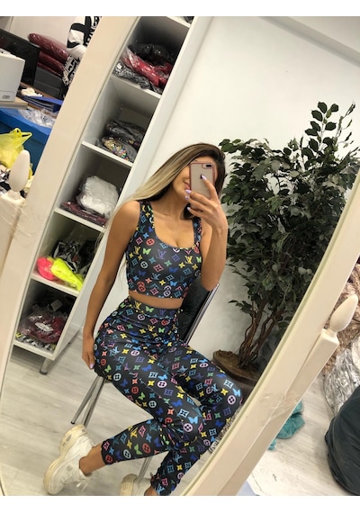 Pink Life Siyah Desenli Pantolonlu İkili Takım