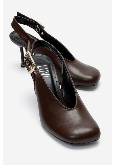 Luvi Shoes Flarıs Kahverengi Cilt Kadın Topuklu Ayakkabı