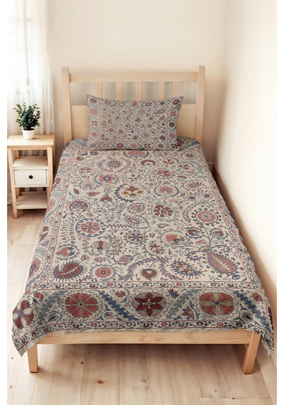 Şal Desenli Bohem Krem Tek Kişilik Pike Takımı - Etnik Çiçekli Mavi Kiremit 160x220 Cm Yatak Örtüsü Kırçıllı Örtü Sükuneti Şal Desenli Bohem Krem Tek Kişilik Pike Takımı - Etnik Çiçekli Mavi Kiremit 160x220 Cm Yatak Örtüsü Kırçıllı Örtü Sükuneti