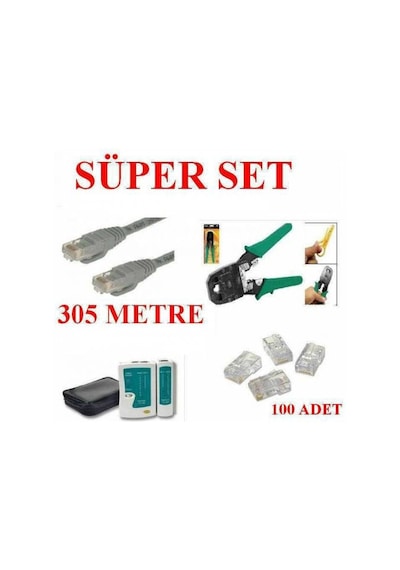 Network Set 305 Mt Cat5E Pense Tester Rj45 Jack
