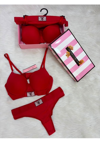 Victoria's Secret Victoria"s Secret Push Up Set Alt Üst Dolgulu Sütyen Ve Külot Takım 2"li Set Kırmızı