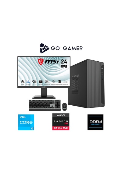 Go Gamer E117D i3-14100F 16 GB 512 GB SSD RX550 4 GB 24" Free Dos Oem Paket Masaüstü Oyuncu Bilgisayarı