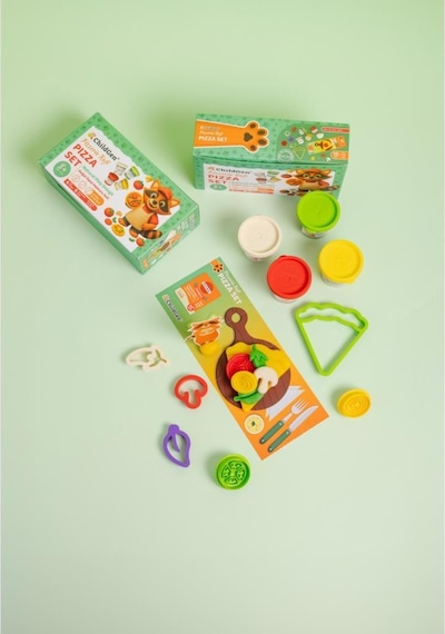 Childgen Doğal Oyun Hamuru Sevimli Patiler - Pizza Set Çok Renkli