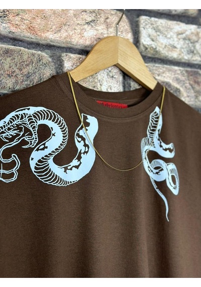 Altamira Erkek Yılan Baskılı Oversize Bisiklet Yaka T-shirt 001