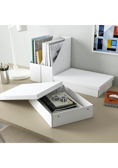 Ikea Fjäderharv Kapaklı Kutu, Beyaz, 25x35x8 Cm
