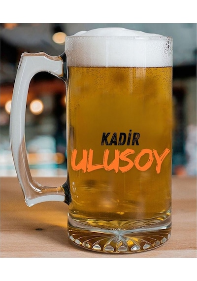Kişiye Özel Tasarımlı Bira Bardağı Şeffaf Cam