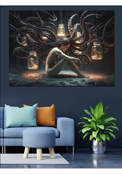 Medusa Figürü Dekoratif Kanvas - Mdf Ahşap Tablo