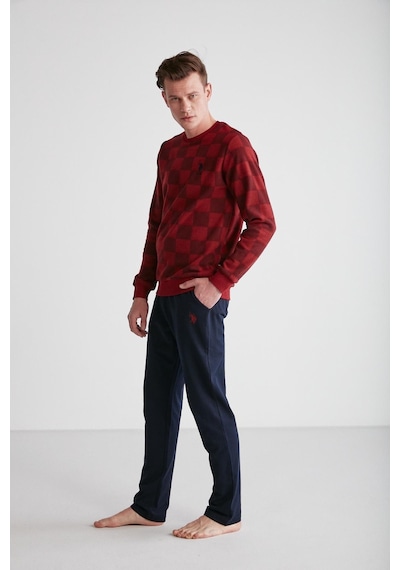 U.S. Polo Assn. U.s Polo Assn 18713 Erkek Bordo Yuvarlak Yaka Pijama Takımı 001