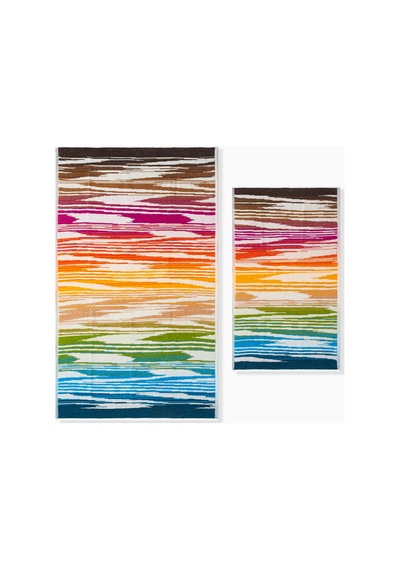 Fiammetta Havlular 2 Li Set, Soyut Zikzak Desenli, Modern & Yumuşak, Lüks Pamuk Çok Renkli