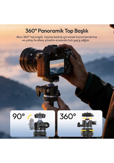 Ulanzi Mt93 160cm Otomatik Açılır Uka Ball Head Quick Release Alüminyum Tripod - T202