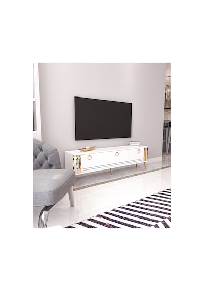 Altın 150 Cm Tv Ünitesi, Tv Sehpası Beyaz - Altın Beyaz-beyaz Altın 150 Cm Tv Ünitesi, Tv Sehpası Beyaz - Altın Beyaz-beyaz