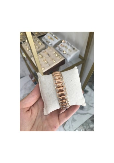 Taş Detaylı Love Model Bileklik Altın