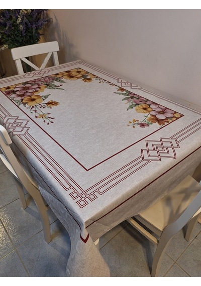 Dora Pano Elyaf Tabanlı Pvc Muşamba - Desenli Silinebilir 120 X 155 Hazır Masa Örtüsü Kmp38 Bordo