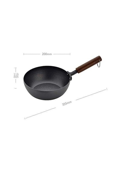 Yapışmaz Demir Wok Pan 8 İnç Gaz İndüksiyonlu Ocak, Paslanma Yok, Duman Yok Çok Renkli