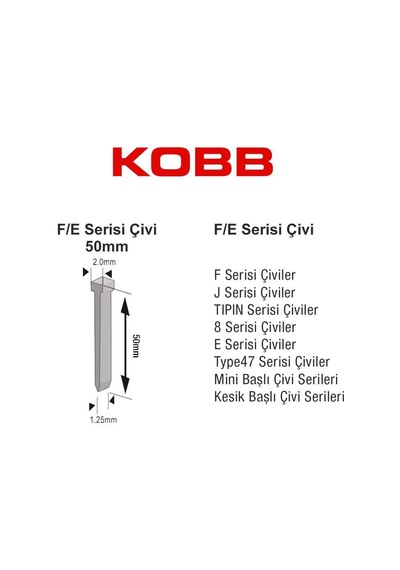 Kbz50f 50 Mm 2500 Adet Çivi