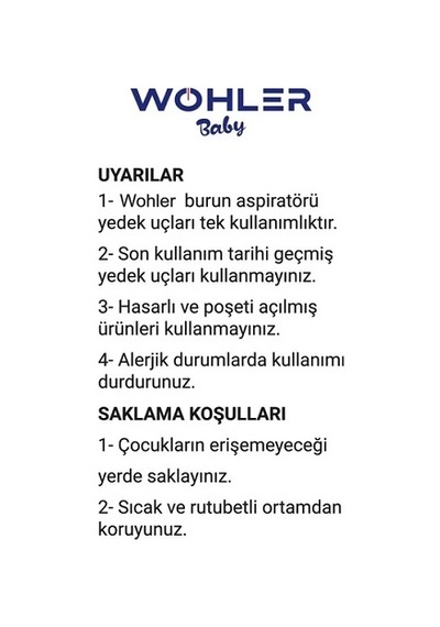 Wohler Nazal Burun Aspiratörü Yedek Uç 10 'lu ( Otribebe Uyumlu )