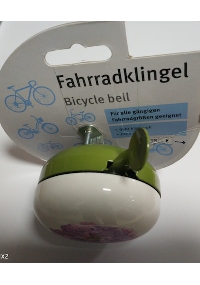 Bisiklet Hollanda Tarzı Büyük Çiçek Desenli Ding Dong Zil Beyaz