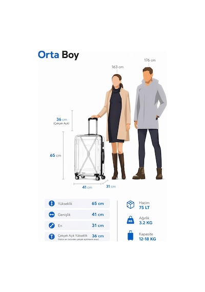 Polo&sky Altuğ Model Siyah Renk Abs Orta Boy Valiz Bavul