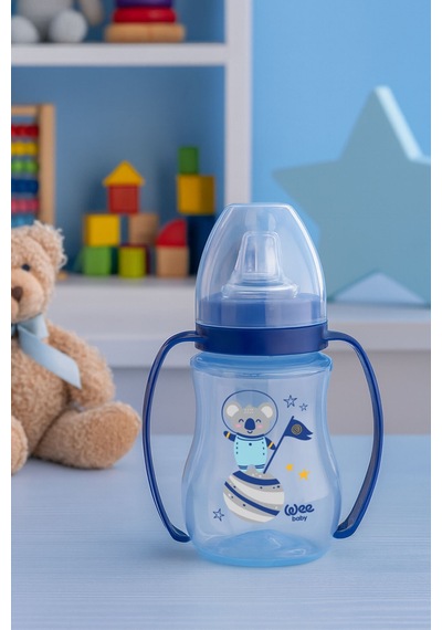 Galaxy Kulplu Alıştırma Bardağı Bebek Suluk 250 Ml 6+ Ay Mavi