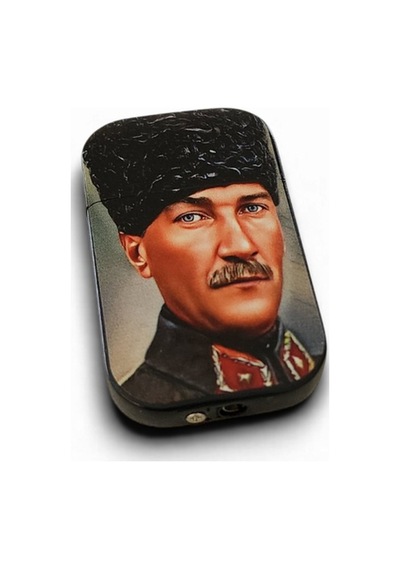 Kalpaklı Atatürk Portresi Ve Türk Bayrağı Baskılı Lüks Metal Çakmak - Milli Seri Çok Renk