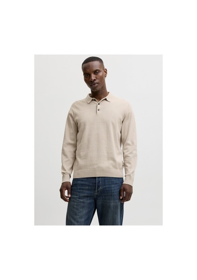 Jack & Jones Jjebasıc Knıt Ls Polo Sn Bej