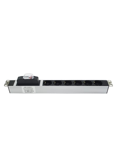 19" 1U 6'Lı Schuko Sigortalı Aluminyum Rack Kabin Grup Priz Pdu