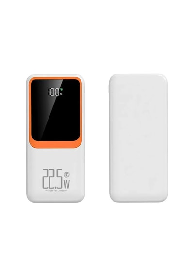 10000mah Powerbank 22.5w Hızlı Şarj Özellikli Type C Ve Lightning Kablolu Pd Taşınabilir Şarj Aleti Beyaz