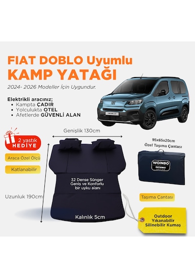 Fıat Doblo Uyumlu Araç Kamp Yatağı Siyah