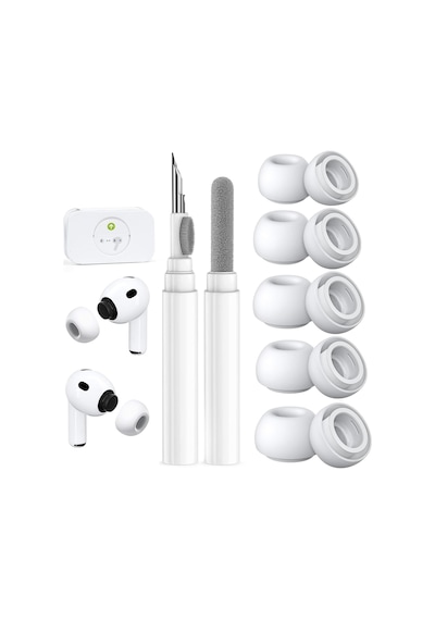 Airpods Pro 3 Nesil İçin 5 Çift Yedek Kulak Ucu, Dahili Toz Koruma Ekranı, Airpods Pro 3. 2025 İçin Temizleyici Kalem Silikon Kulak Uçları 5 Boyut-xxs/xs/s/m/l -beyaz