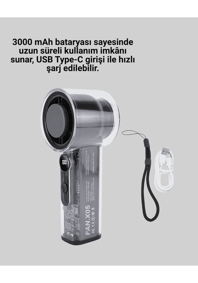 Taşınabilir Fan, Usb Şarjlı, Sessiz Çalışan, Kompakt