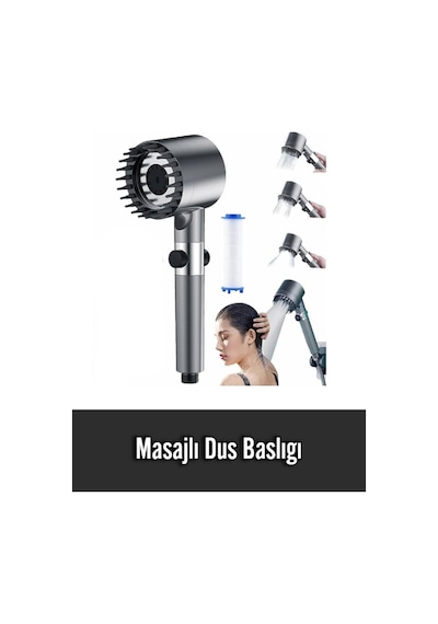 Masajlı Çok Fonksiyonlu Ayarlanabilir Filtreli Arıtmalı Krom Duş Başlığı El Duşu Lüks Kalite Diğer