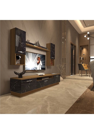 Decoraktiv Trendstyle 5da Mdf Tv Ünitesi Tv Sehpası Pera - Siyah Mermer
