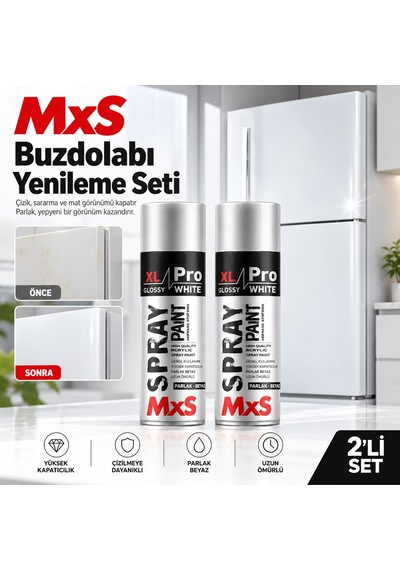 Mxs Buzdolabı/beyaz Eşya Boyama Spreyi 2 Li -500 Ml 9003 Parlak Beyaz