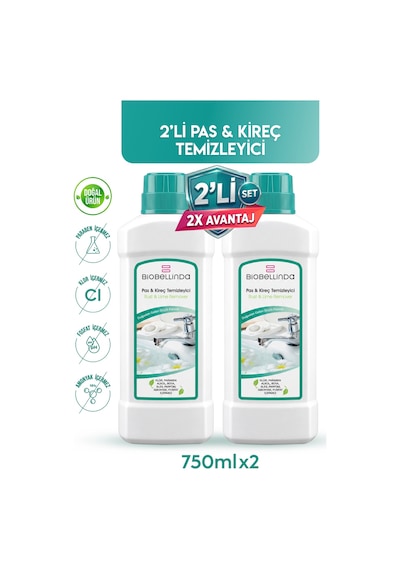 Doğal Pas & Kireç Temizleyici Derinlemesine Temizlik 750ml 2'lii Set Diğer