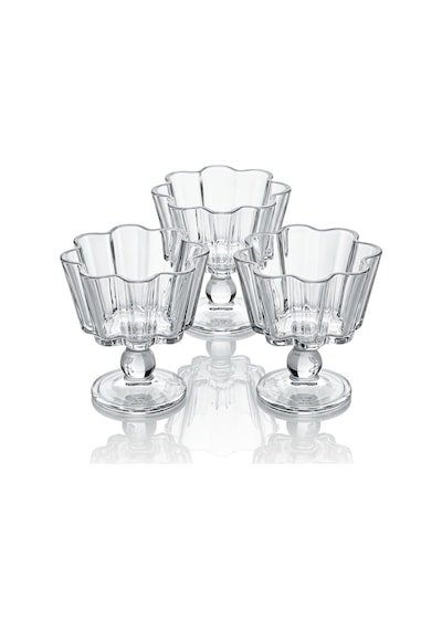 Deconox Alya 3'lü Cam Dondurmalık Ve Çerezlik Seti - Modern Tasarımlı Şeffaf Dondurmalık Set, S
