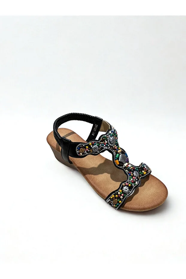 Guja 26y226 Kadın Taşlı Dolgu Taban Comfort Sandalet Siyah