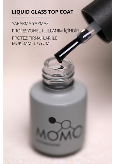 Momo Professional Kalıcı Oje İçin Liquid Glass Top Coat 4 Ml