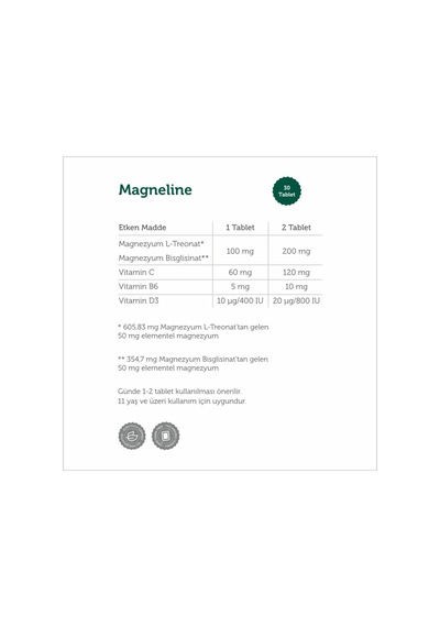 B-trio 30 Dilaltı Tablet Ve Sitikolin 250 Mg 30 Kapsül Ve Magneline Magnezyum L-treonat 30 Tablet