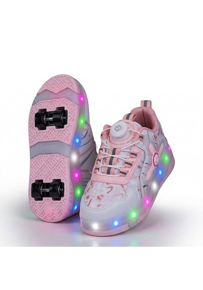 Awm Ndrops Ortopedik Çocuk Işıklı Tekerlekli Sneaker Pudra